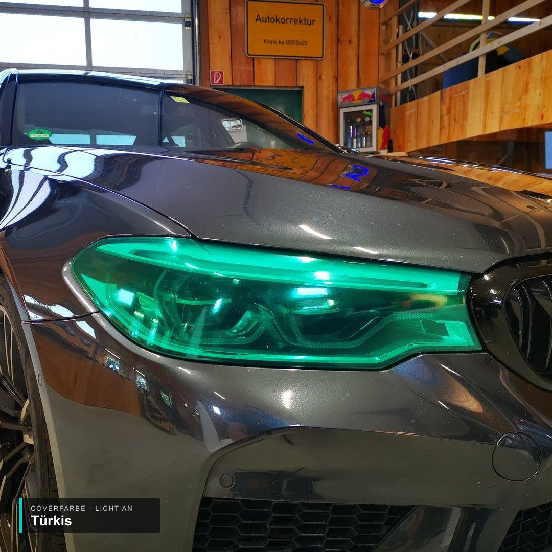 Scheinwerfercover passend für BMW M5 F90 / G30 – Licht an in Türkis