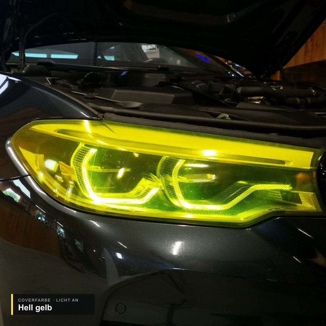 Scheinwerfercover passend für BMW M5 F90 / G30 – Hell gelb, Licht an