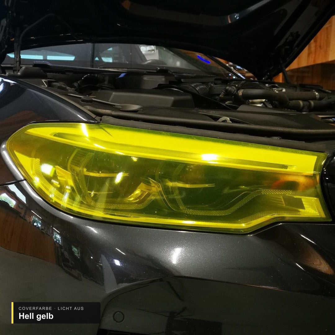 Scheinwerfercover passend für BMW M5 F90 / G30 – Hell gelb, Licht aus