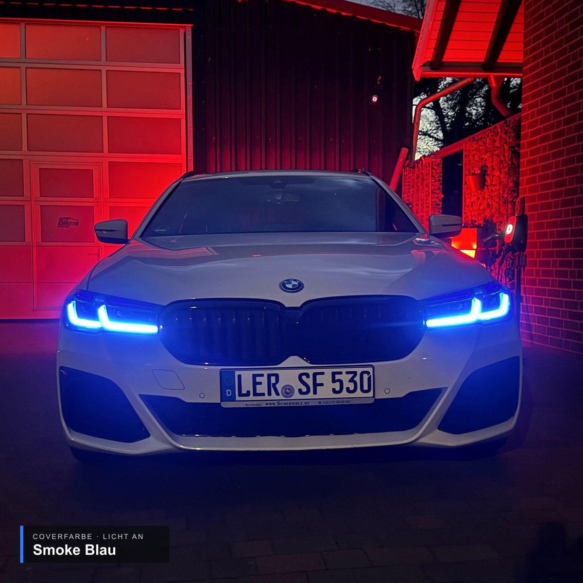 Scheinwerfercover passend für BMW 5er G30 / G31 (LCI) – Licht an in Smoke Blau