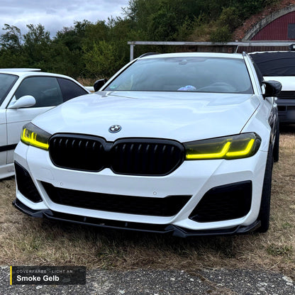 Scheinwerfercover passend für BMW 5er G30 / G31 (LCI) – Licht an in Smoke Gelb