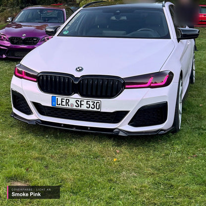 Scheinwerfercover passend für BMW 5er G30 / G31 (LCI) – Licht an in Smoke Pink